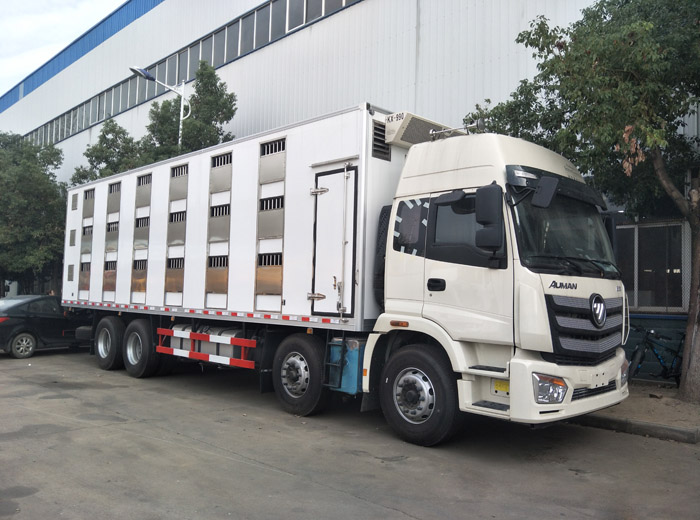 福田歐曼前四后八9.6米畜禽運輸車(chē)